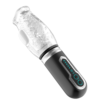 Black male masturbator with silicone sleeve on transparent background