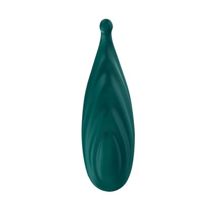 Teal silicone mini vibrator on transparent background