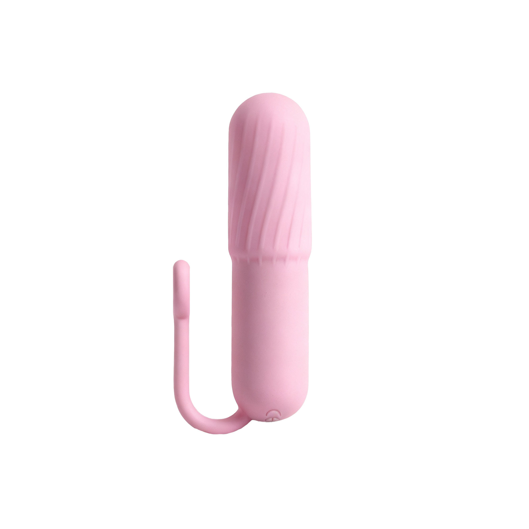 Pink handheld bullet vibrator on a white background
